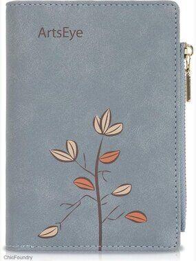 Bi-fold PU Leather RFID Blocking Wallet with 9 Card Slots, Slim Ladies Purse